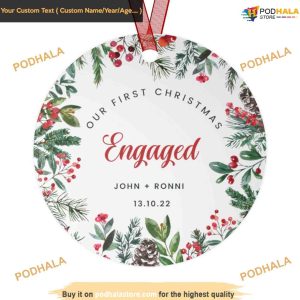 Engaged Couple's First Christmas Ornament, Customized Ornament Decor