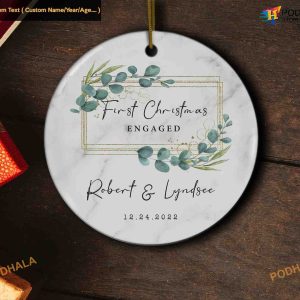 Engaged First Christmas Personalized Ornament