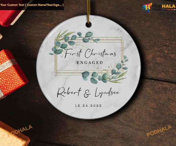 Engaged First Christmas Personalized Ornament
