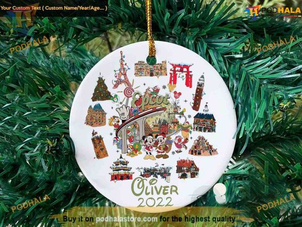 Epcot Christmas Ornament, Personalized Family Tree Decor