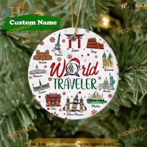 Epcot Disney Traveler Ornament, Disneyland and World, Family Christmas Tree Ornaments