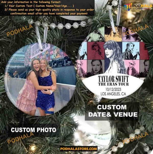 Eras Tour 2023 Taylor Swiftie Ornament Custom Photo, Christmas Fan Gift Option
