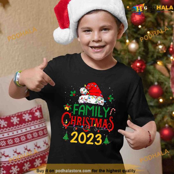 Family 2023 Christmas Matching Outfits Team Santa Elf Squad Shirt