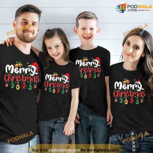 Family Christmas 2023 Matching Pajamas Squad Santa Elf Funny Long Sleeve Shirt