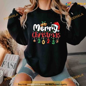 Family Christmas 2023 Matching Pajamas Squad Santa Elf Funny Long Sleeve Shirt 2