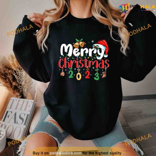 Family Christmas 2023 Matching Pajamas Squad Santa Elf Funny Long Sleeve Shirt