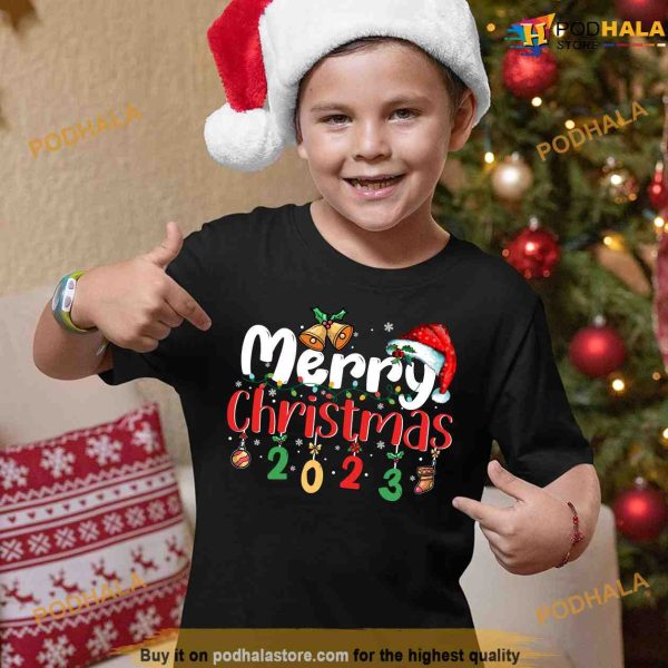Family Christmas 2023 Matching Pajamas Squad Santa Elf Funny Long Sleeve Shirt