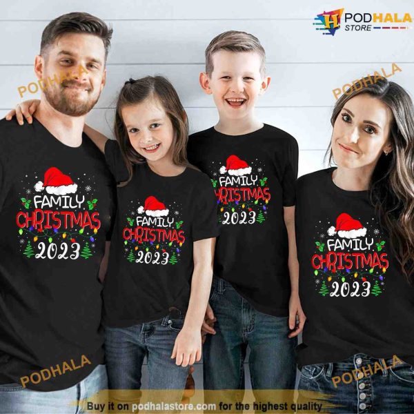 Family Christmas 2023 Matching Shirt Funny Santa Elf Squad Shirt