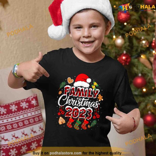 Family Christmas 2023 Matching Shirt Squad Santa Elf Funny Shirt