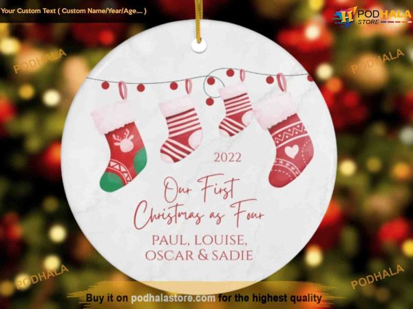 Family of 4’s Christmas Ornament Keepsake, Baby’s First Christmas Ornament
