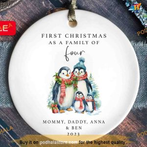 Family of Four 2023 Ornament, New Baby Keepsake, Personalized Family Ornaments