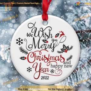 Fancy Merry Christmas Ornament, Custom Family Ornaments