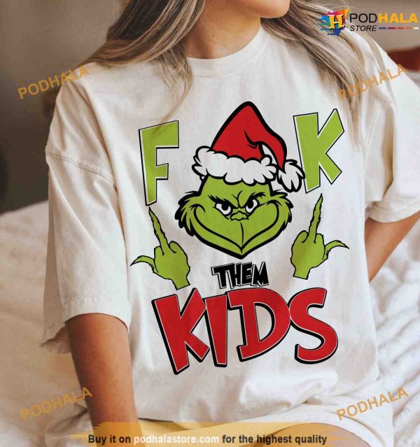 Fck Them Kids Merry Grichmas Santa Retro Shirt, Grinch Christmas Gifts