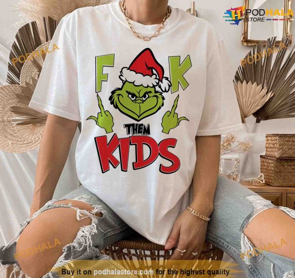 Fck Them Kids Merry Grichmas Santa Retro Shirt, Grinch Christmas Gifts