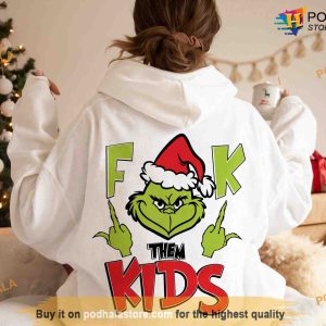 Fck Them Kids Merry Grichmas Santa Retro Shirt Grinch Christmas Gifts 3