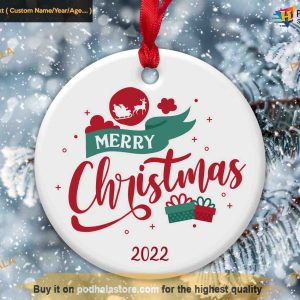 Festive Merry Christmas Ornament, Custom Family Ornaments