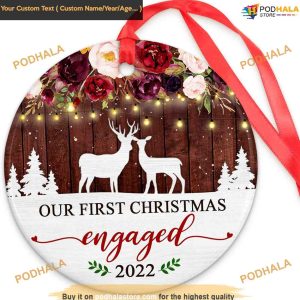 Fiancee & Fiance Engagement Gifts, First Christmas Ornament Engaged Ornament