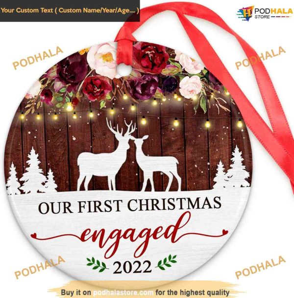 Fiancee & Fiance Engagement Gifts, First Christmas Ornament Engaged Ornament