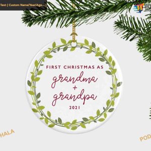 First Christmas As Grandma And Grandpa, Personalized Christmas Ornament