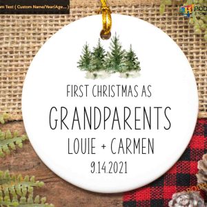 First Christmas As Grandparents 2023, Personalized Christmas Ornament