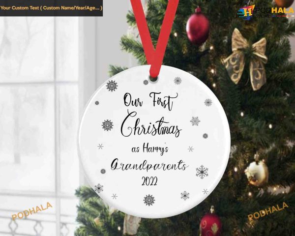 First Christmas As Grandparents, Personalized Ceramic Ornament Gift