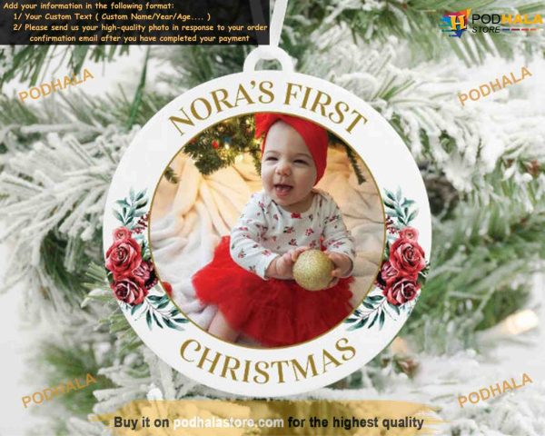 First Christmas Baby Photo Ornament, Personalized Family Ornaments