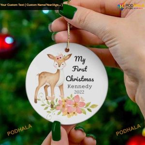 First Christmas Deer Ornament, Personalized Baby's First