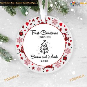 First Christmas Engaged 2023, Personalized Christmas Ornament