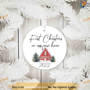 First Christmas In New Home Ornament, Personalized Family Ceramics