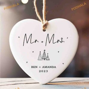 First Christmas Married 2023 Personalized Mr and Mrs Ornament Family Tree Decoration 2 1