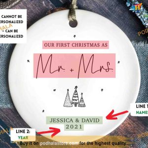First Christmas Married 2023 Personalized Mr and Mrs Ornament Family Tree Decoration 3 1