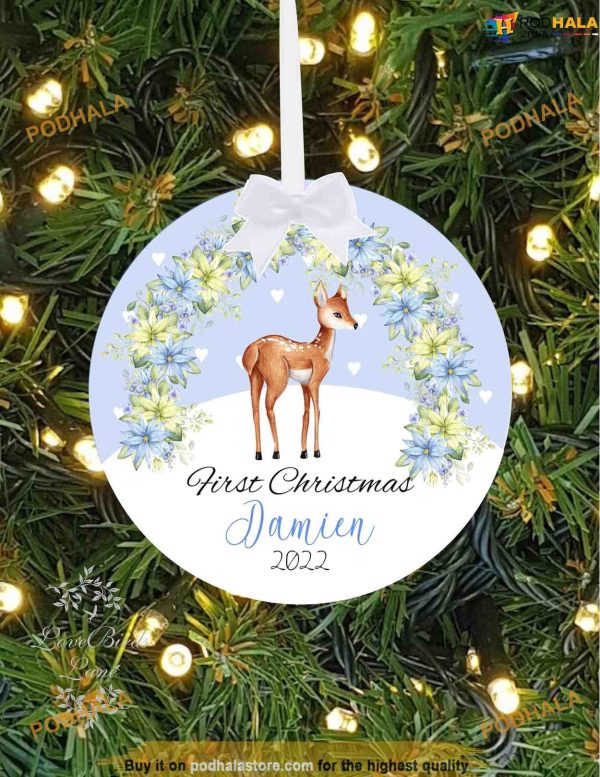 First Christmas Ornament, Baby Boy Deer Theme