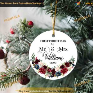 First Christmas Ornament Married Keepsake, Mr and Mrs Sprig Ornament