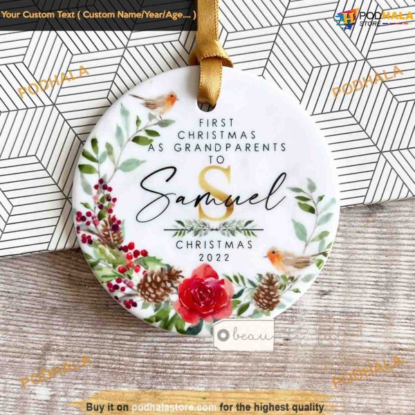 First Christmas Ornament as Grandparents, Personalized Ceramic Ornament