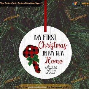 First Christmas Ornament in New Home 2023, Wooden or Aluminum Decor