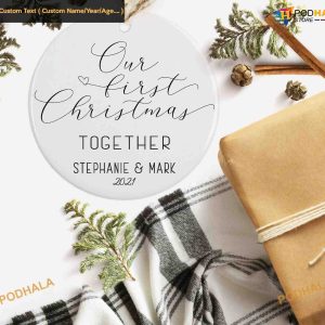 First Christmas Together, Personalized Ceramic Ornament with Names