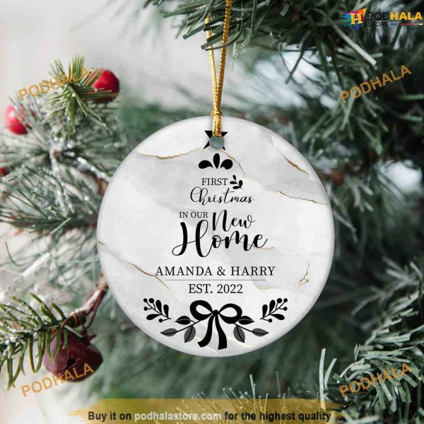 First Christmas in New Home Ornament, Personalized Ceramic Decor
