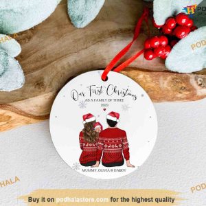First Family of Three 2023, New Parent Gift, Family Christmas Ornaments