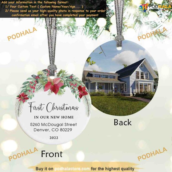 First Home Celebration Personalized New Home and Custom Photo Ornament