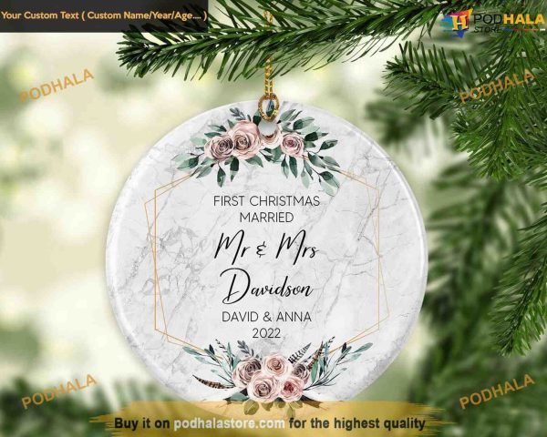 First Married Holiday, Personalized Christmas Ornament