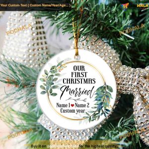 Floral Married Christmas Ornament, First Christmas Ornament Together Ornament
