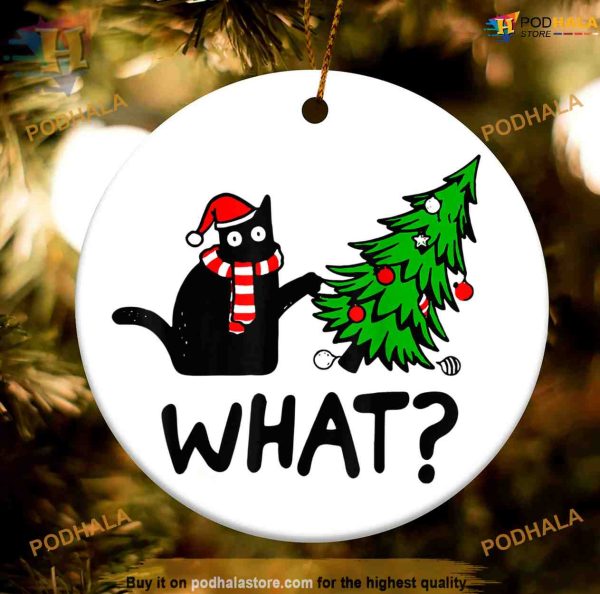 Funny Black Cat Christmas Ornament, Personalized Family Ornaments