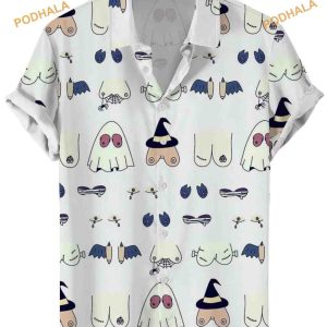Funny Boobs Halloween Shirt, 3D Hawaii Aloha Shirt For Women Men