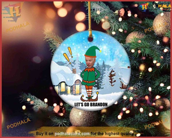 Funny Lets Go Brandon ELF Biden Ornament, Funny Christmas Ornaments