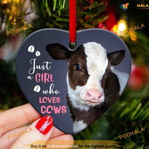 Girl Loves Cows Ornament, Personalized Family Ornaments