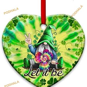 Gnomes Let It Be Shamrock Decorative Christmas Ornaments