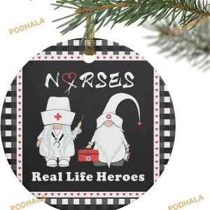 Gnomes Nurse Heroes Tree Pendant, Nursing Ornaments Keepsake