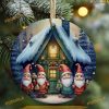 Gnomes Snow Cabin Christmas Ornament, Personalized Family Ornaments