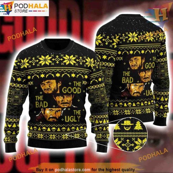 Good Bad Ugly Knitted Christmas 3D Sweater, Family Ugly Christmas Sweater