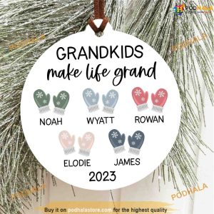 Grandchildren Names 2023 Ornament Grandparent Gift Family Christmas Ornaments 3